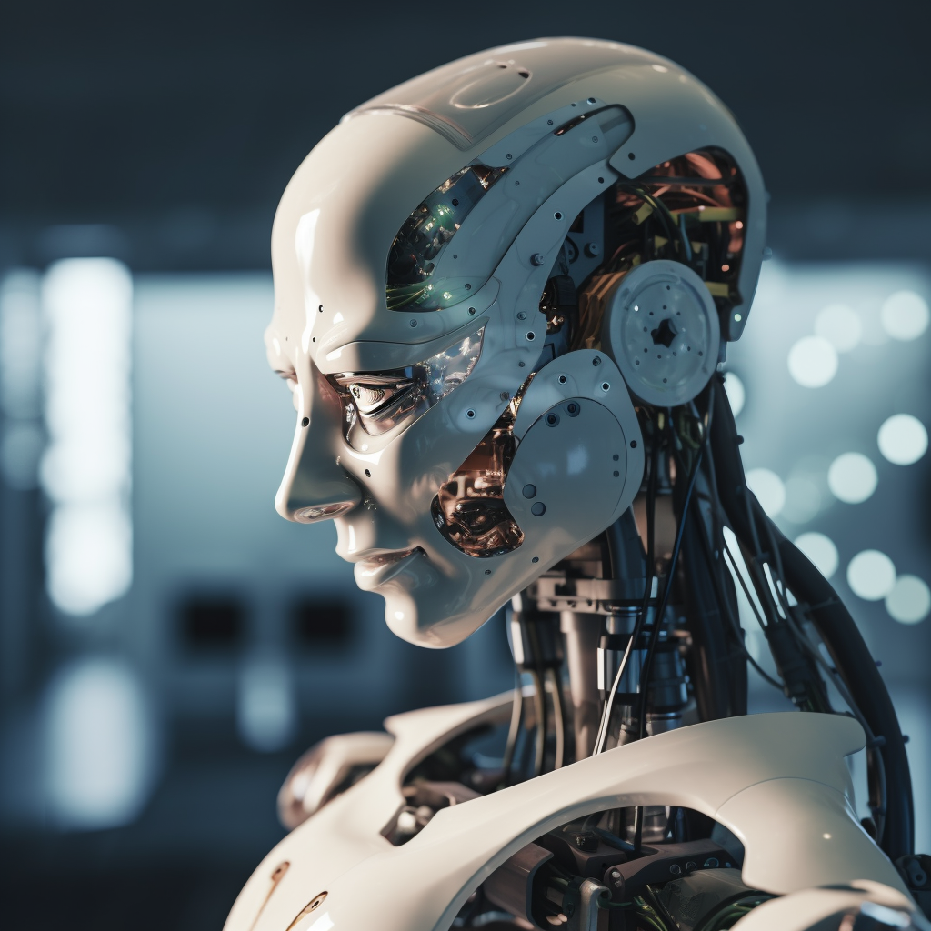 menschenähnlicher Roboterkopf, erstellt mit KI